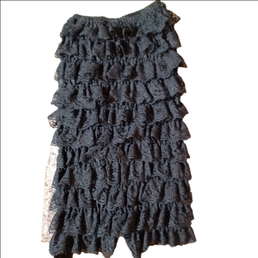 Romper, Black lace, strapless, no brand tags, see measurements.